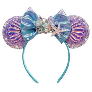 Mermaid mouse ear Theme Kids Headband with Bow and Starfish - Purple and Blue